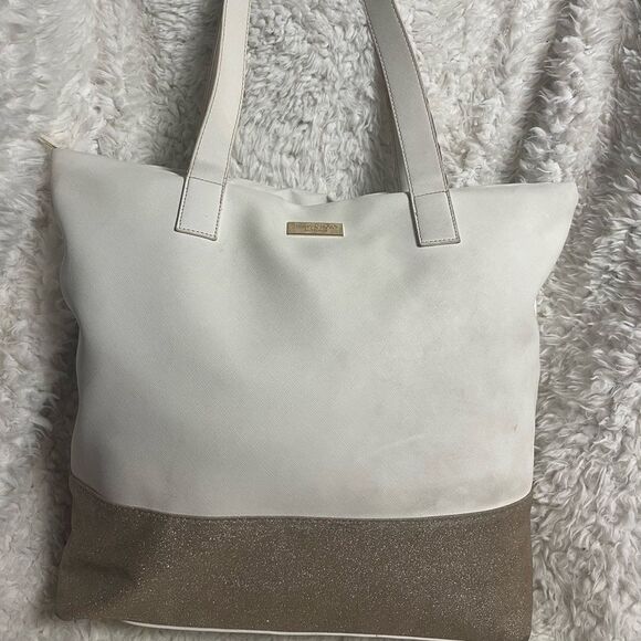 Jimmy Choo Parfums Large Tote Bag  synthetic White &Gold Glitter accent - Picture 1 of 14